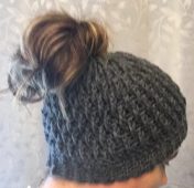 Messy bun hat pattern, crochet pattern, endless Textured Messy Bun hat pattern, ponytail hat pattern, messy hat, messy bun hat, ponytail hat