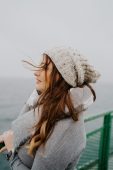 Slouchy Knit Beanie. Heathered Textured Off White Beanie. Women Winter Knit Beanie. Winter Knit Slouchy Hat. Christmas Gift for Her