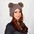 Bear Hat, Knit Bear Ear Hat or Bear Beanie, Womens Bear Hat, Double Pom Pom Hat, Bear Ears Hat