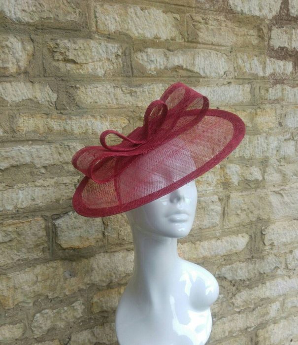 Burgundy red  fascinator for wedding or special occasion