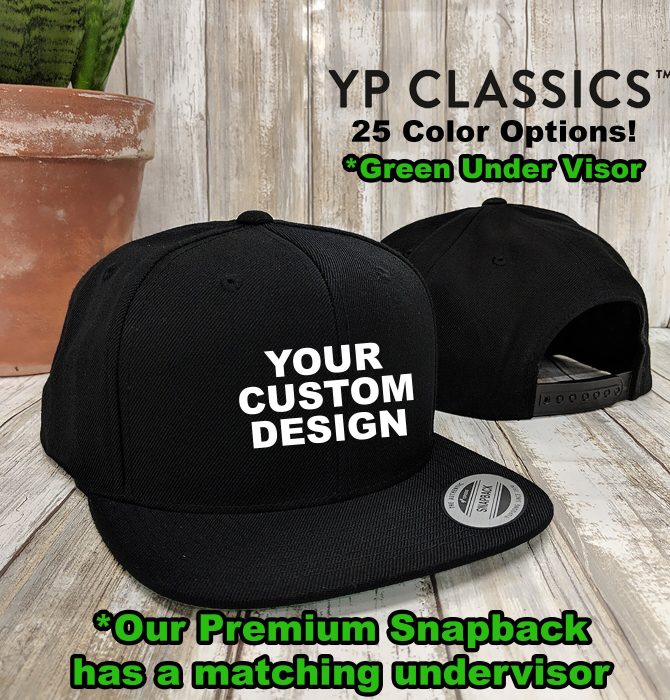 Custom Yupoong Snapback Hat / Green Under Visor / Classic Snap Back Caps / Personalized Embroidery / Custom Baseball Cap / Bulk Discounts
Seller details